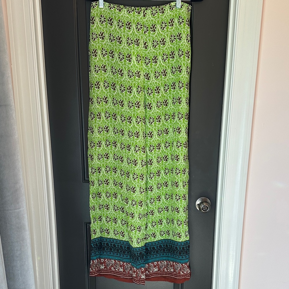 Zara Green Pattern Pants Size L NWT
